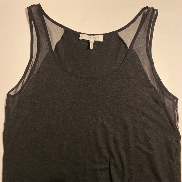Sandro Black Linen Silk Tank Top Shirt - Picture 7 of 15